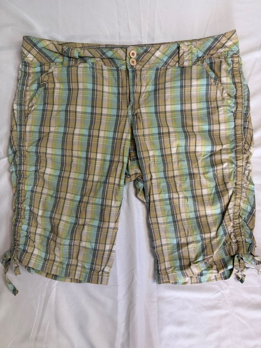 American Rag - Plaid Drawstring Women’s Long Bermuda Shorts - size 13